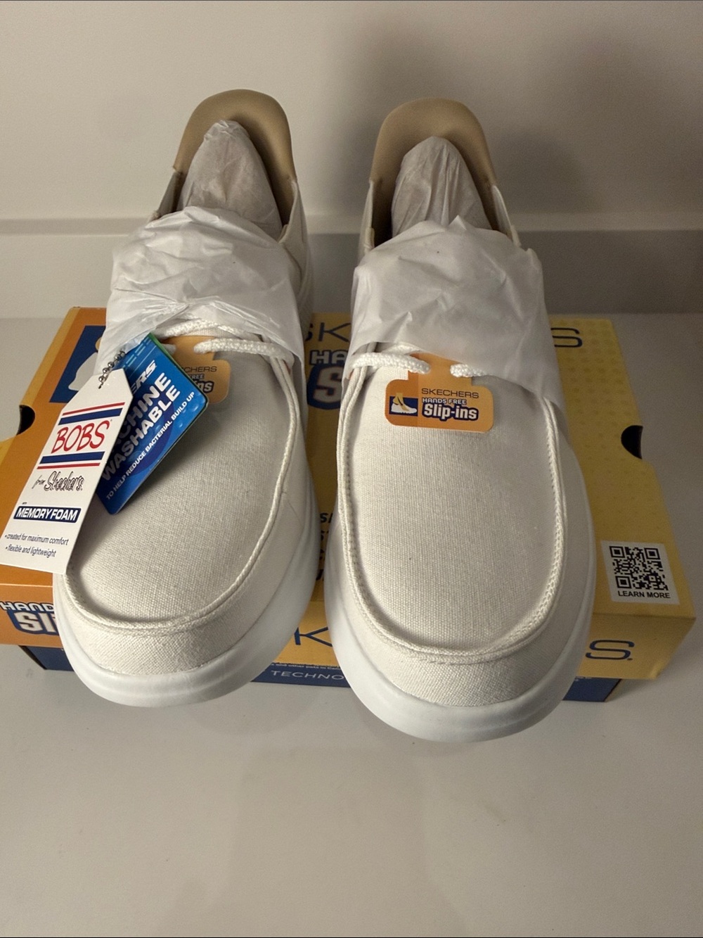 Brand New in Box BOBS by Skechers White Slip-In Canvas Shoes - Size 9